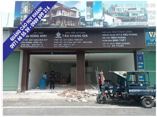 bảng tôn cán decal, bảng bạt có chân, bảng alu chữ nổi tại xuân lộc